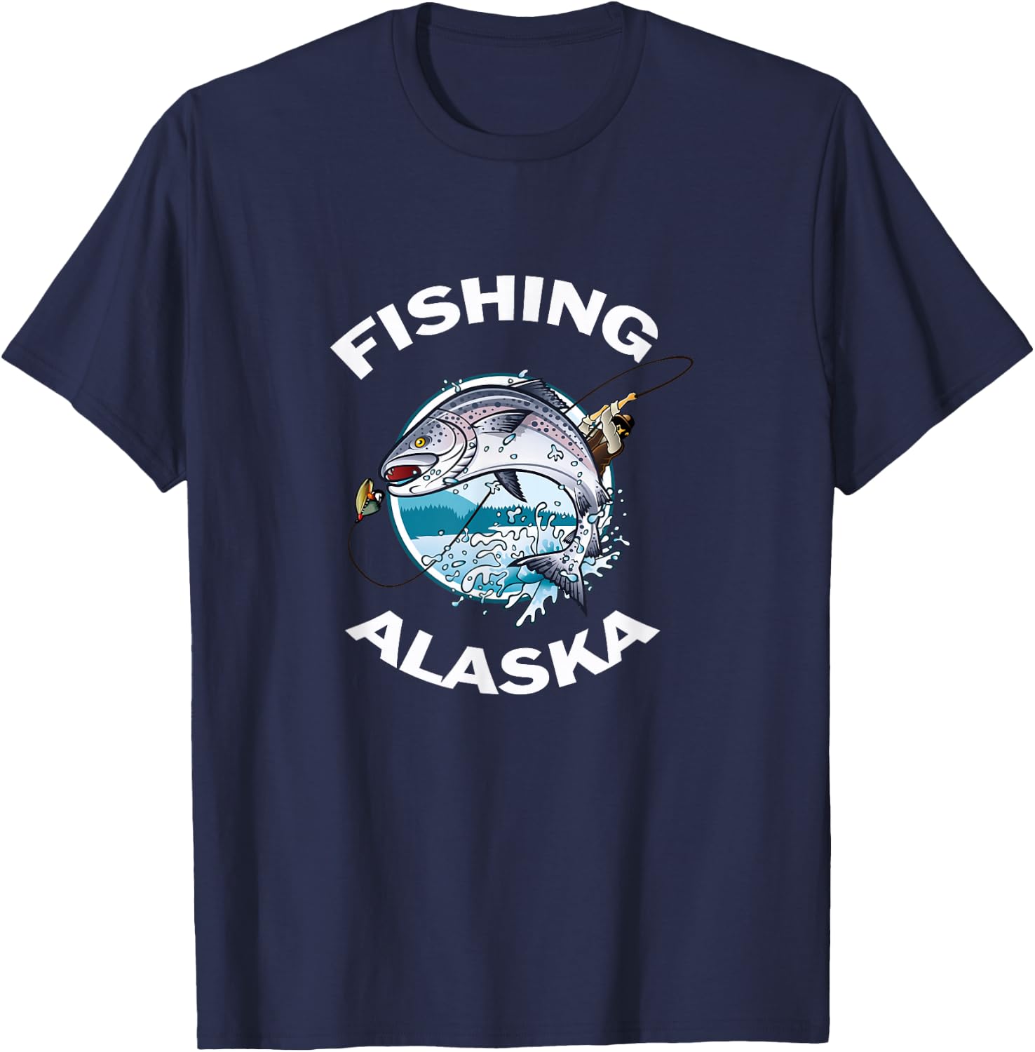Alaskan Fish Alaska's Wild Salmon Souvenir Fishing Alaska T-Shirt - T-Shirt | Navy