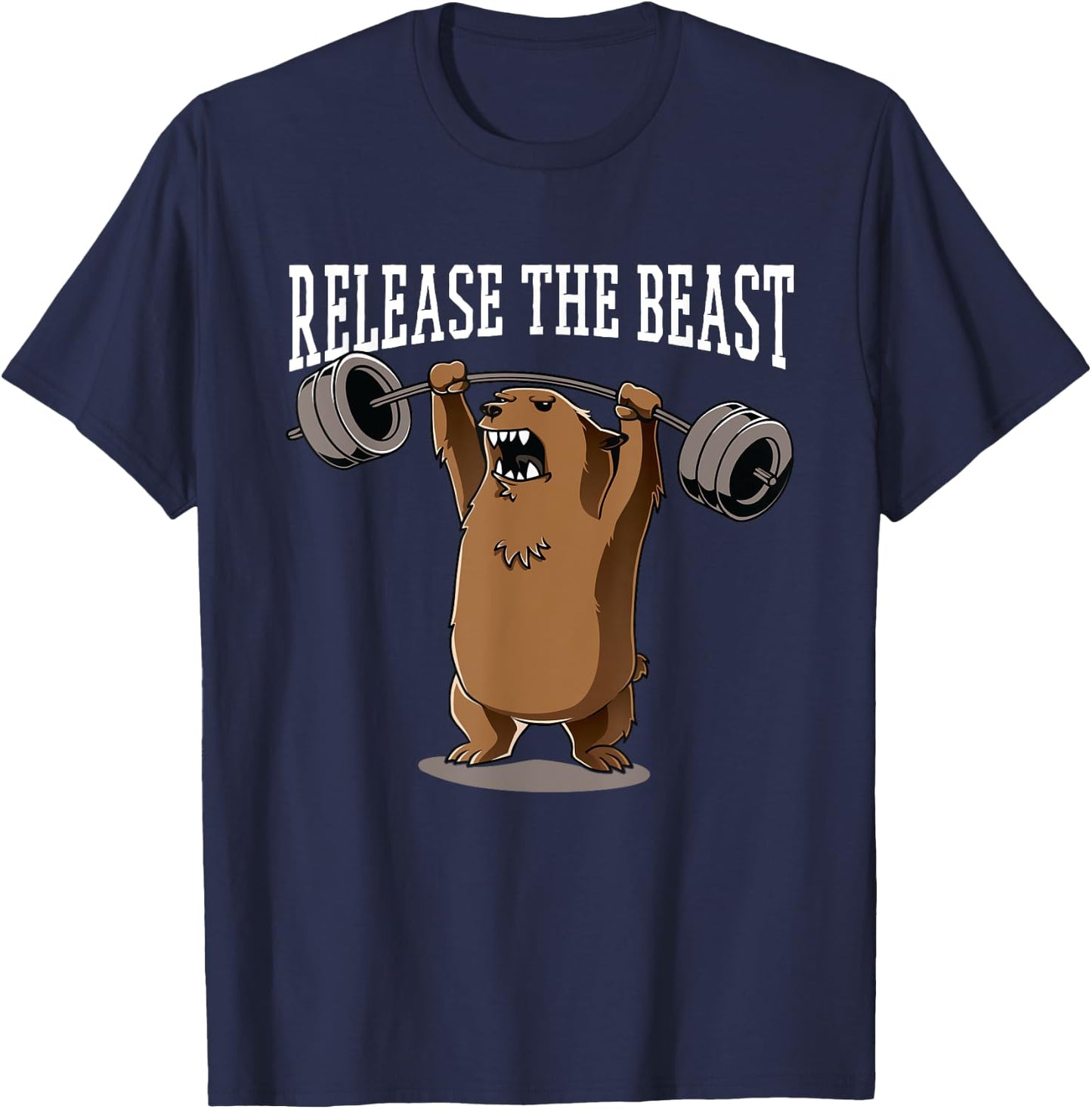 Release The Beast Gym Workout Grizzly Bear Bodybuilder T-Shirt - T-Shirt | Navy