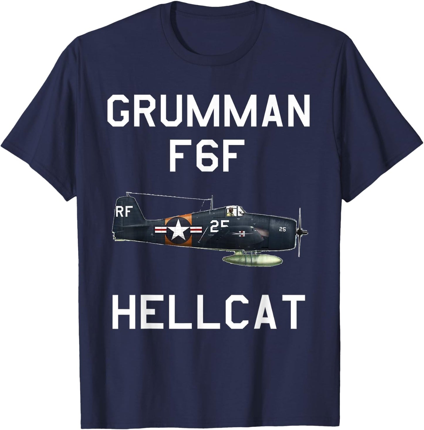 Grumman F6F Hellcat Military Navy Airplane T-Shirt - T-Shirt | Navy