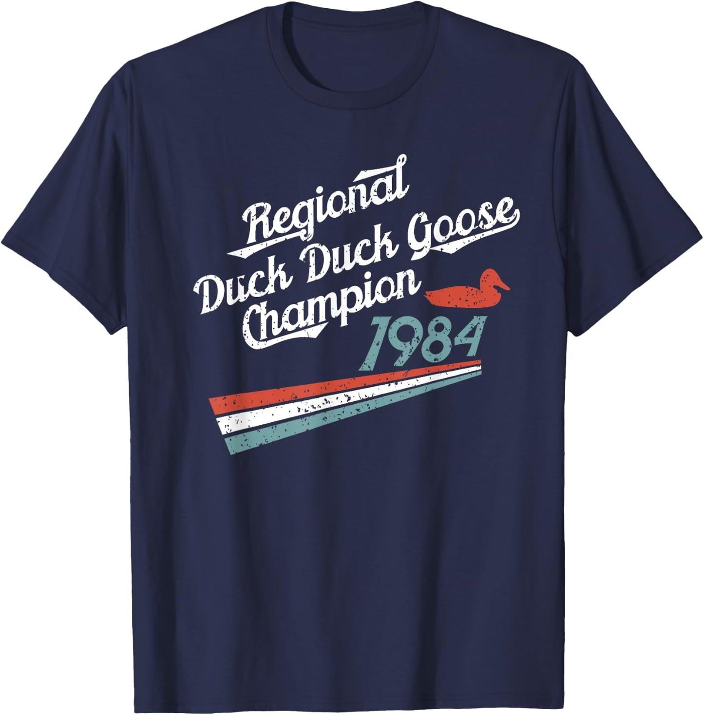 Nostalgia 80s Gift Duck Goose Distressed T-Shirt - T-Shirt | Navy