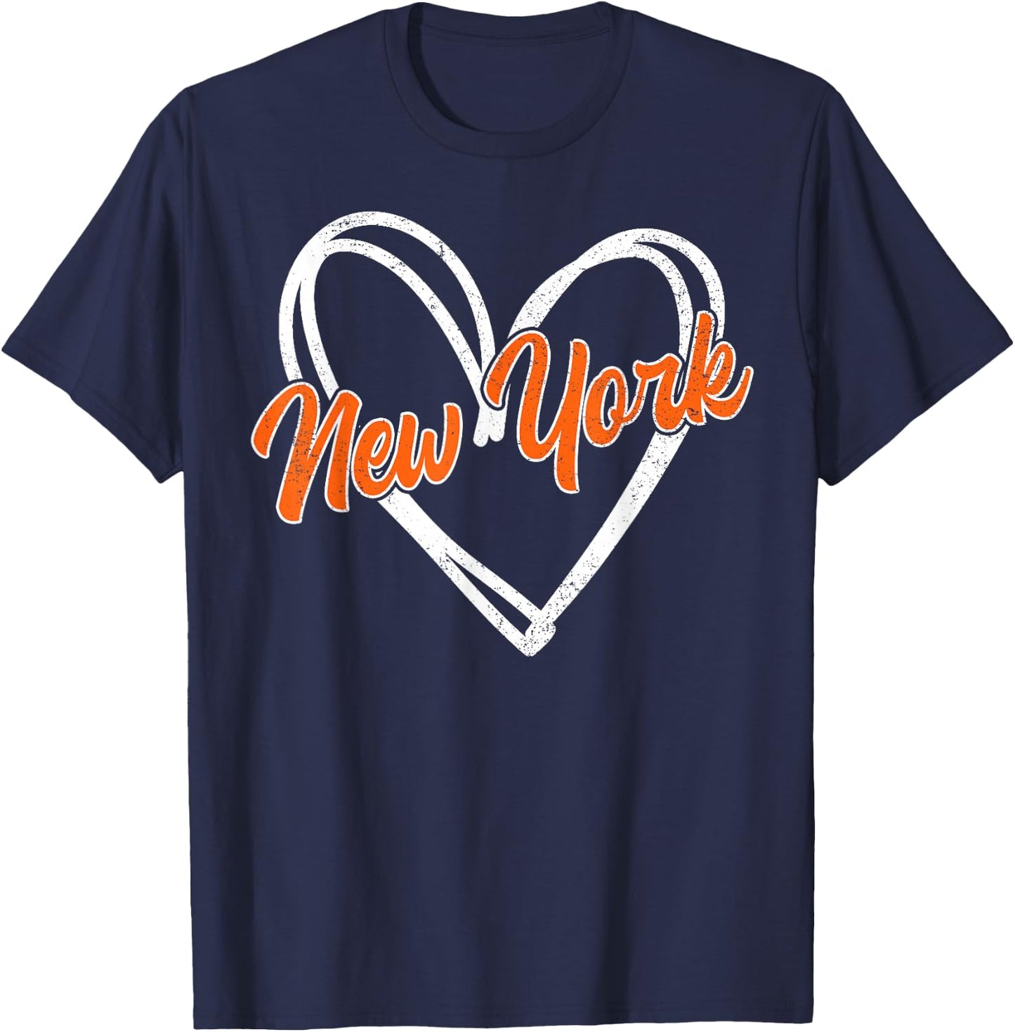 New York - Throwback Design Print - Classic Heart Vintage T-Shirt - T-Shirt | Navy