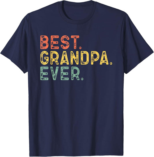 Best Grandpa Ever Funny Vintage Retro T-Shirt - T-Shirt | Navy