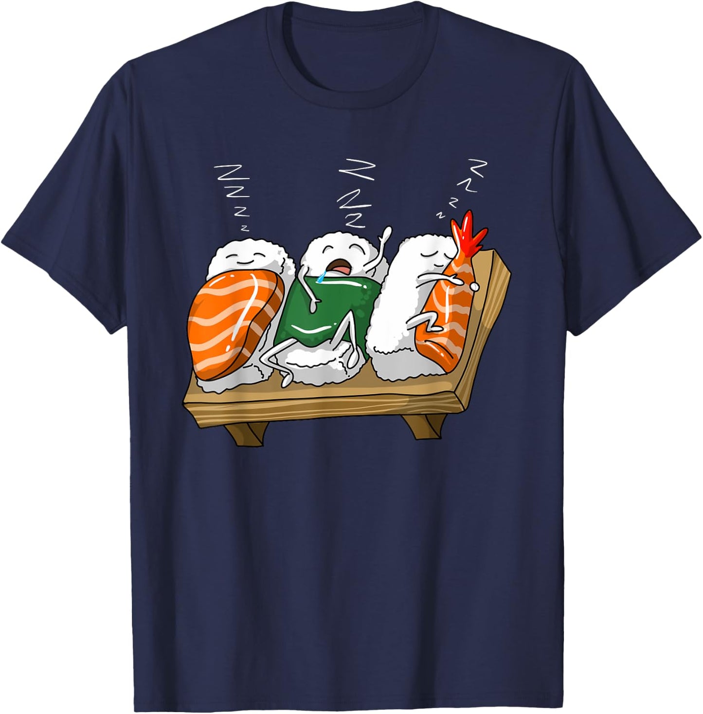 Funny Sleeping Sushi Roll Lover Pajama Party Cool Girl Gift T-Shirt - T-Shirt | Navy