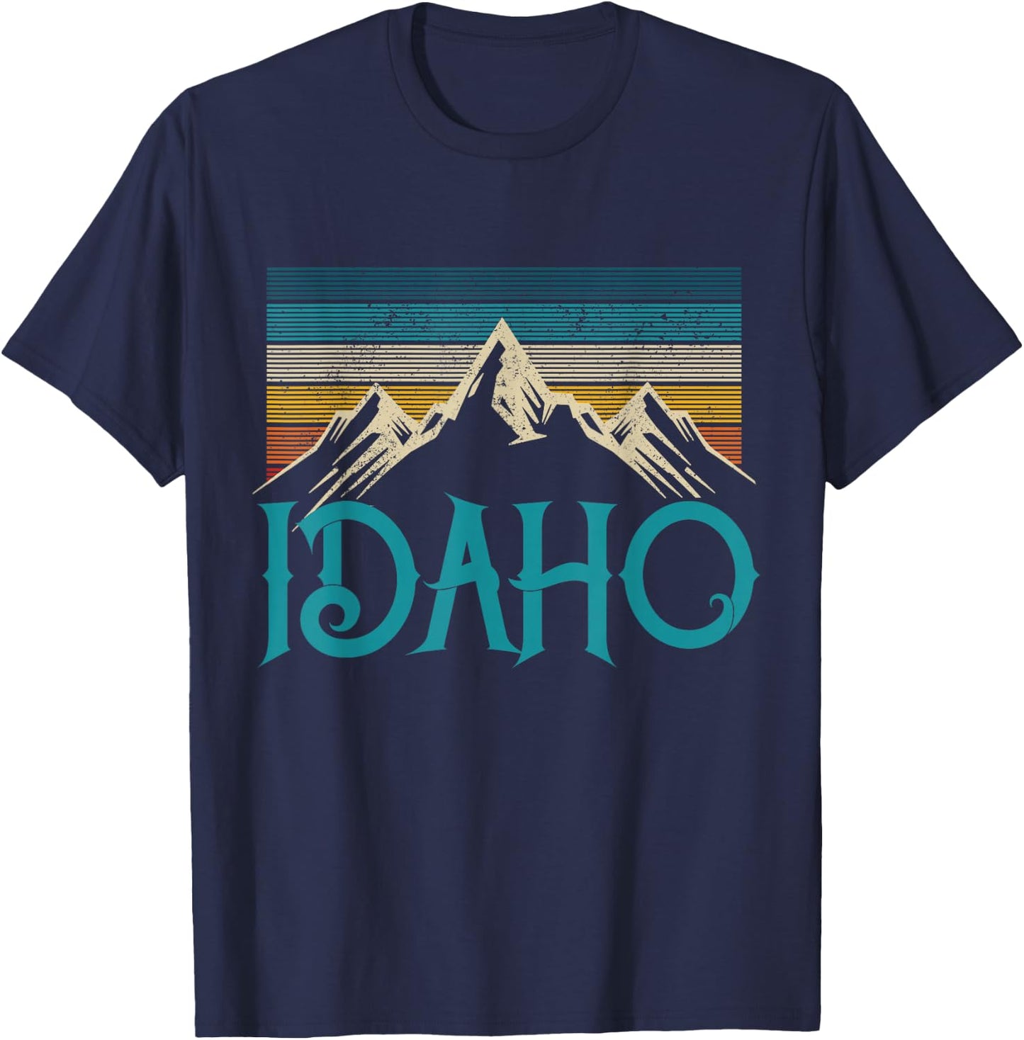 Idaho Vintage Mountains Nature Hiking Pride Souvenirs Gift T-Shirt - T-Shirt | Navy