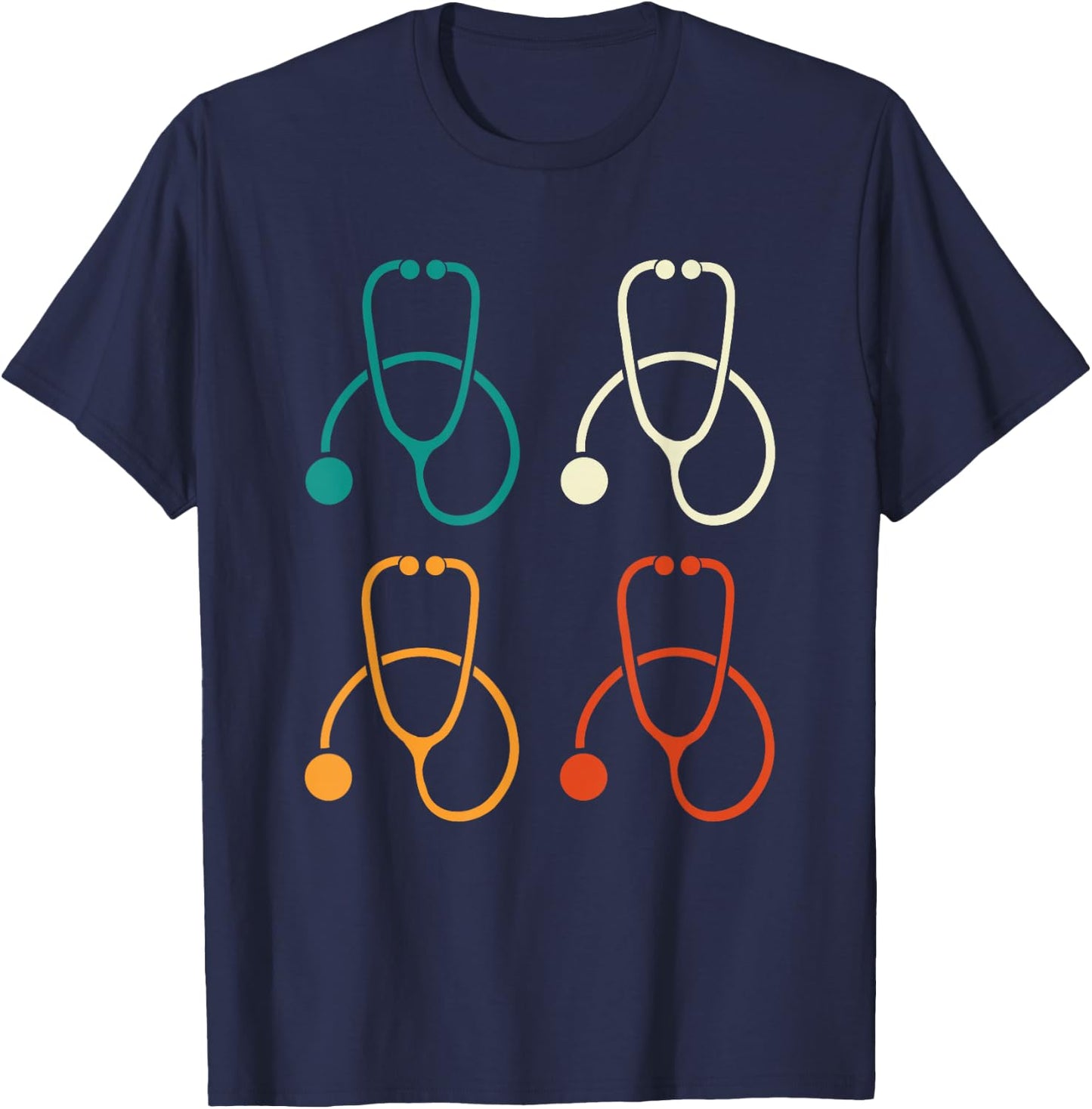 Retro Vintage Stethoscope Cool Medical Doctor T-Shirt - T-Shirt | Navy