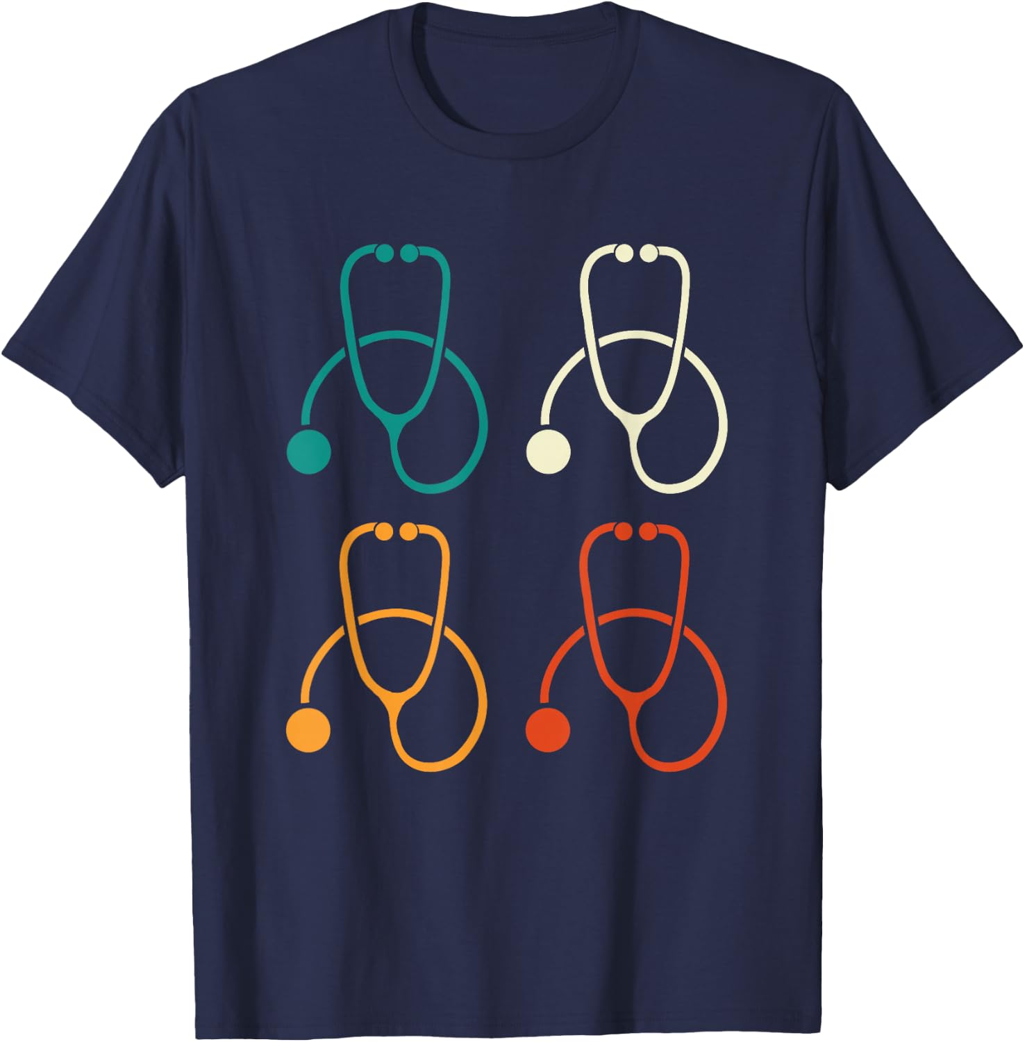 Retro Vintage Stethoscope Cool Medical Doctor T-Shirt - T-Shirt | Navy