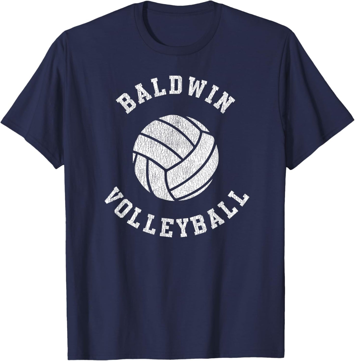Baldwin Volleyball Retro Distressed Team VB Graphic T-Shirt - T-Shirt | Navy