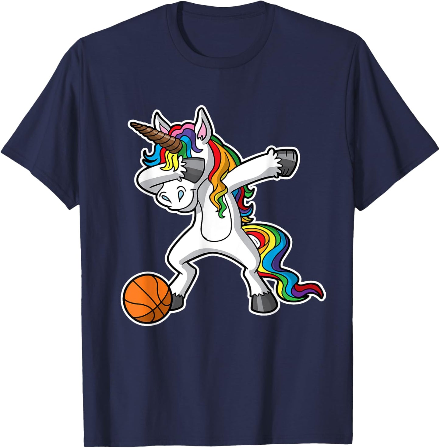 Unicorn Girls Dabbing Basketball Dab Kids Youth T-Shirt - T-Shirt | Navy