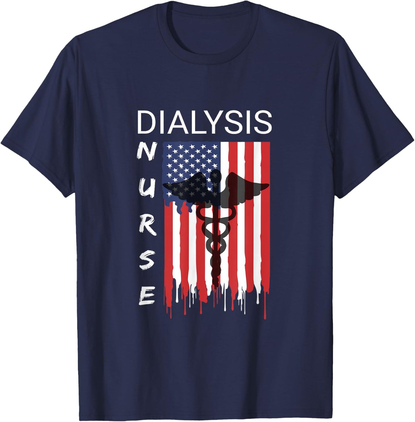 Dialysis Nursing US Flag Patriotic Nephrology Nurse Shirt Kids Men T-Shirt - T-Shirt | Navy