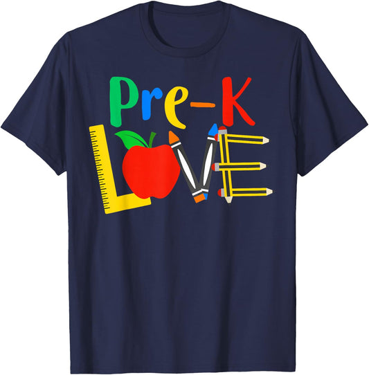 Pre-K Love, Teacher Student Classroom Gift Tools Design T-Shirt - T-Shirt | Navy