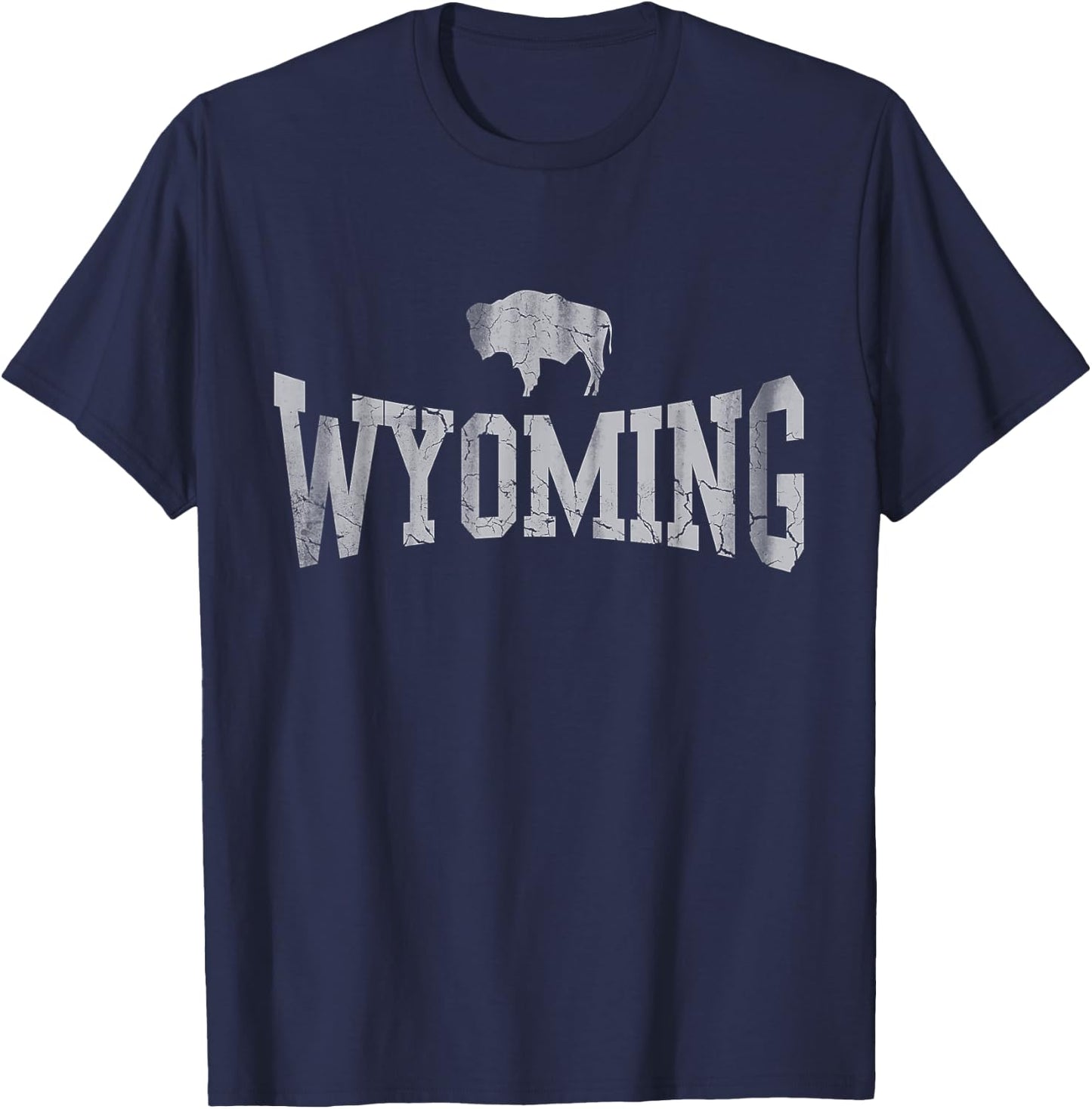 Wyoming Flag Retro Home State Vintage Distressed T-Shirt - T-Shirt | Navy