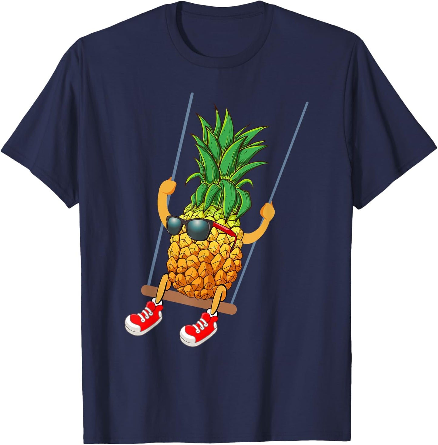 Funny Swinging Pineapple Swinger Small T-Shirt - T-Shirt | Navy