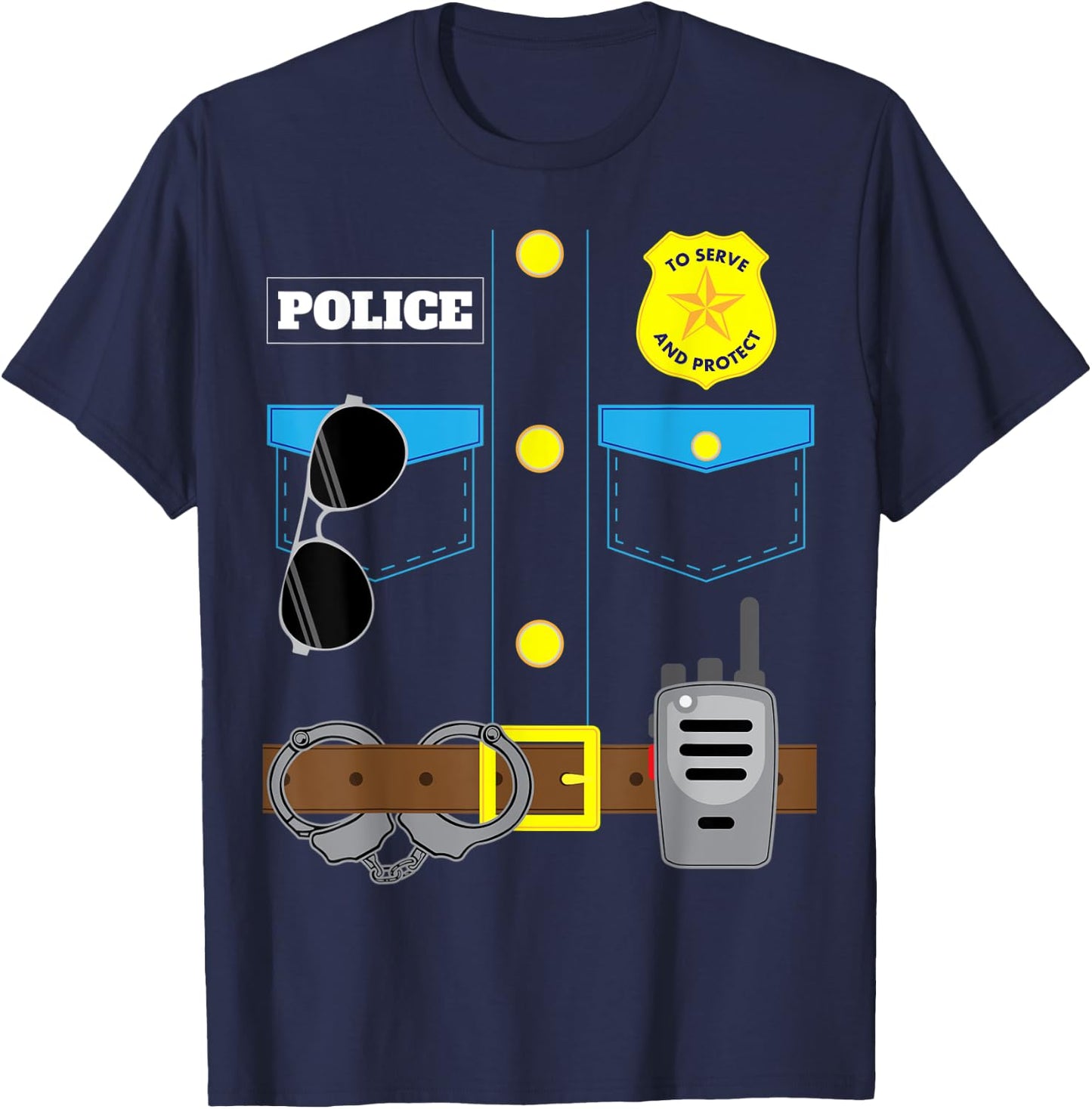 Police Officer Simple Halloween Costume Policeman Dress Up T-Shirt - T-Shirt | Navy
