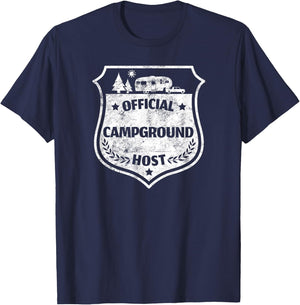 Official Campground Host Shirt Camping Volunteer RV Camper T-Shirt - T-Shirt | Navy