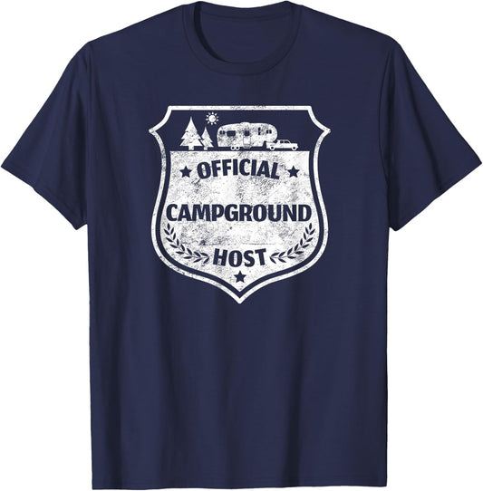 Official Campground Host Shirt Camping Volunteer RV Camper T-Shirt - T-Shirt | Navy