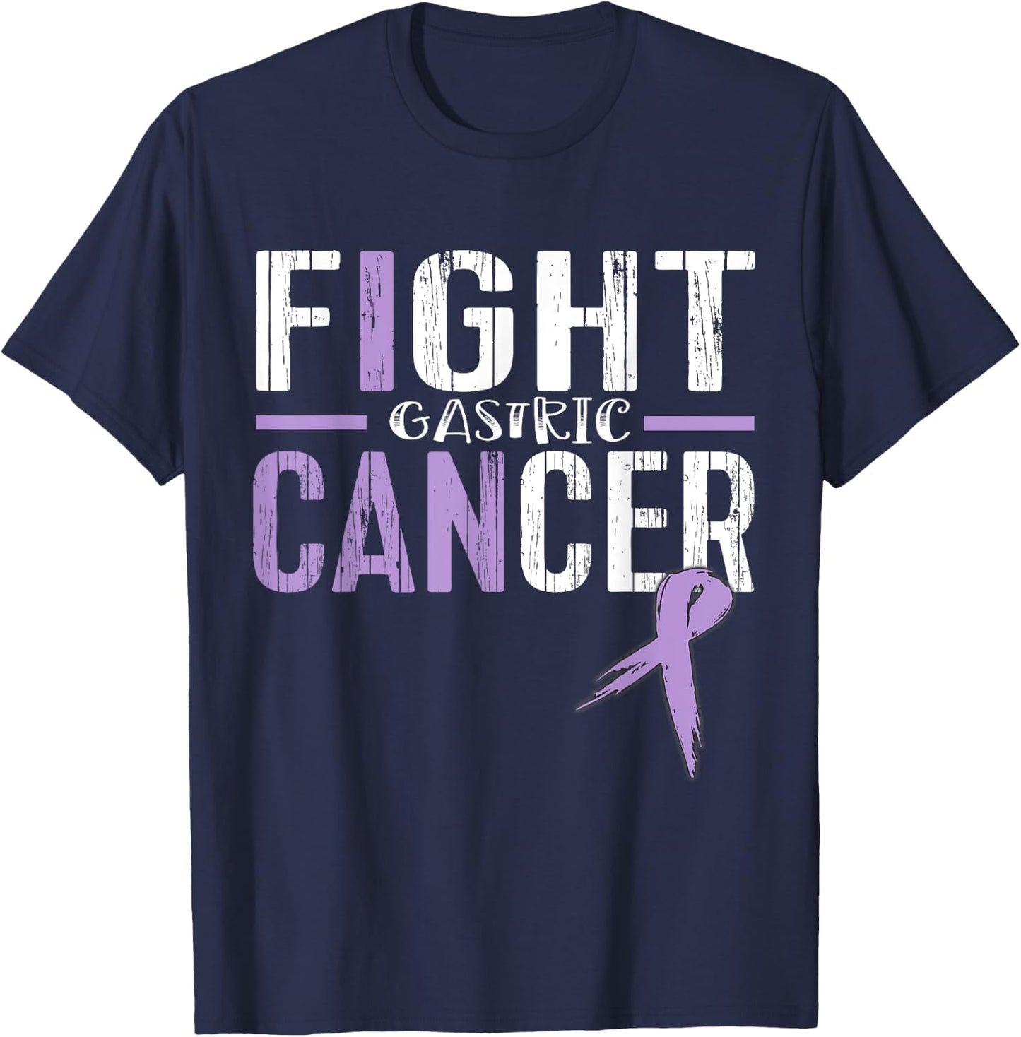 Gastric Cancer Awareness Ribbon Survivor Warrior T-Shirt - T-Shirt | Navy