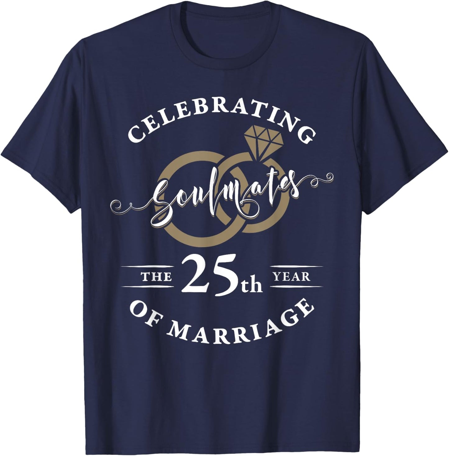 25th Wedding Anniversary Married Wife Husband Couple T-Shirt - T-Shirt | Navy