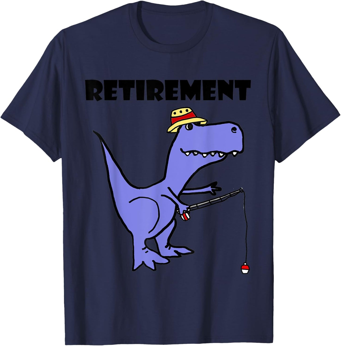 Smilemoreteesa Funny T-rex Dinosaur Fishing Retirement T-Shirt - T-Shirt | Navy