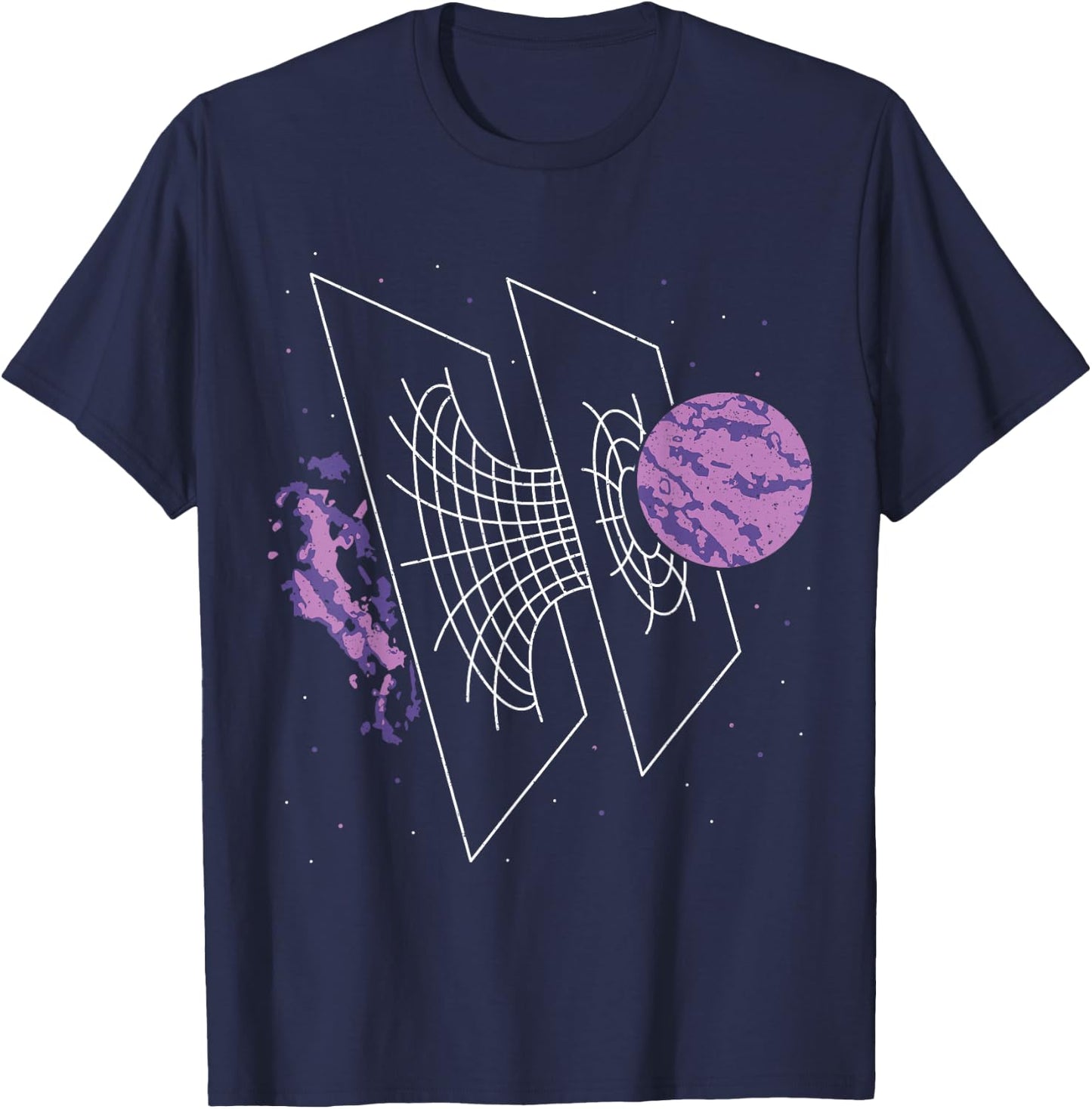 Science and Astronomy Enthusiast Designs Astrophysicists Time Warp Physics Wormhole Time Travel -Adults Black Small Modern Short Sleeve T-Shirt - T-Shirt | Navy