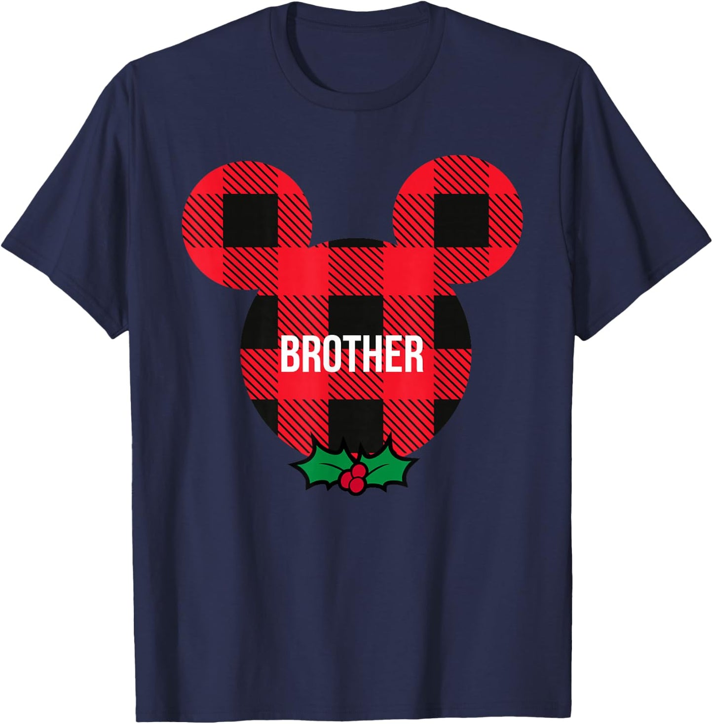Disney Mickey Mouse Family Matching Holiday Plaid Brother T-Shirt - T-Shirt | Navy
