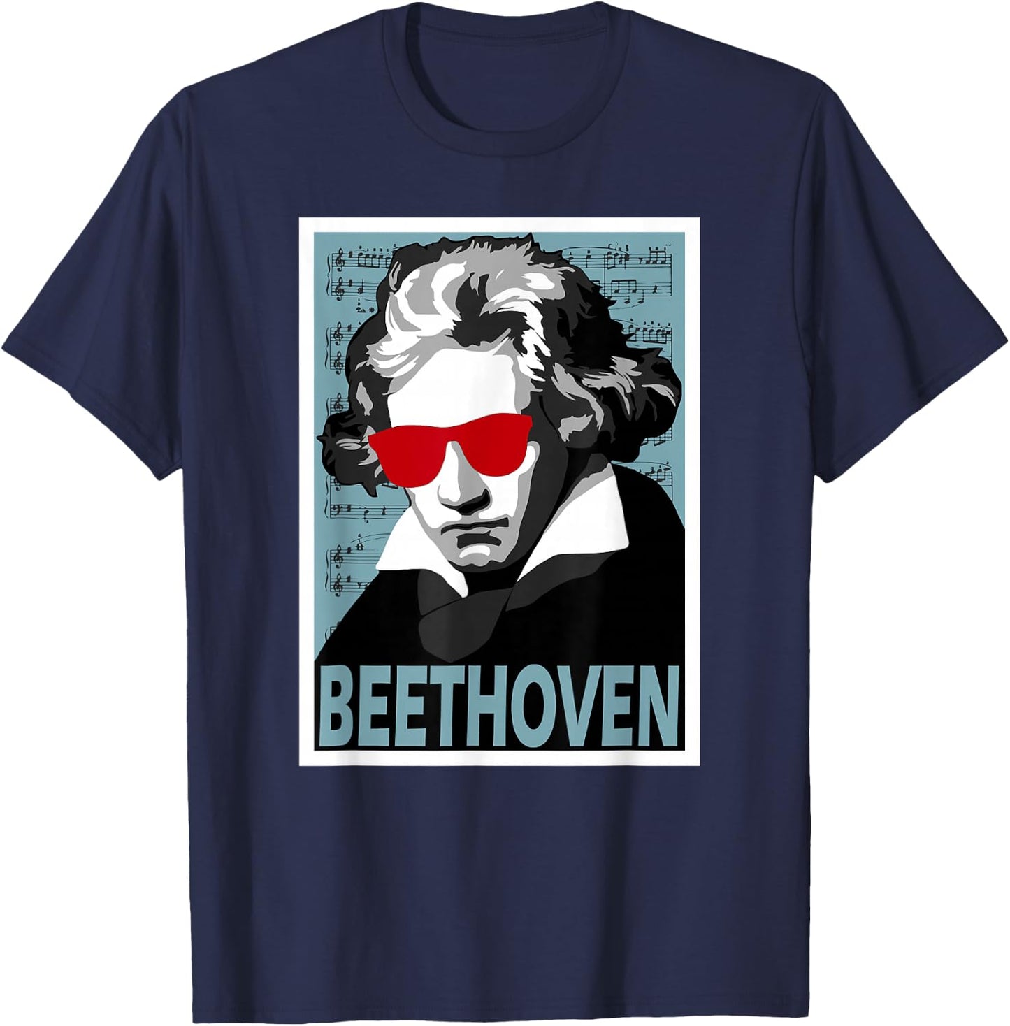 Ludwig Van Beethoven Poster Style Graphic T-Shirt - T-Shirt | Navy