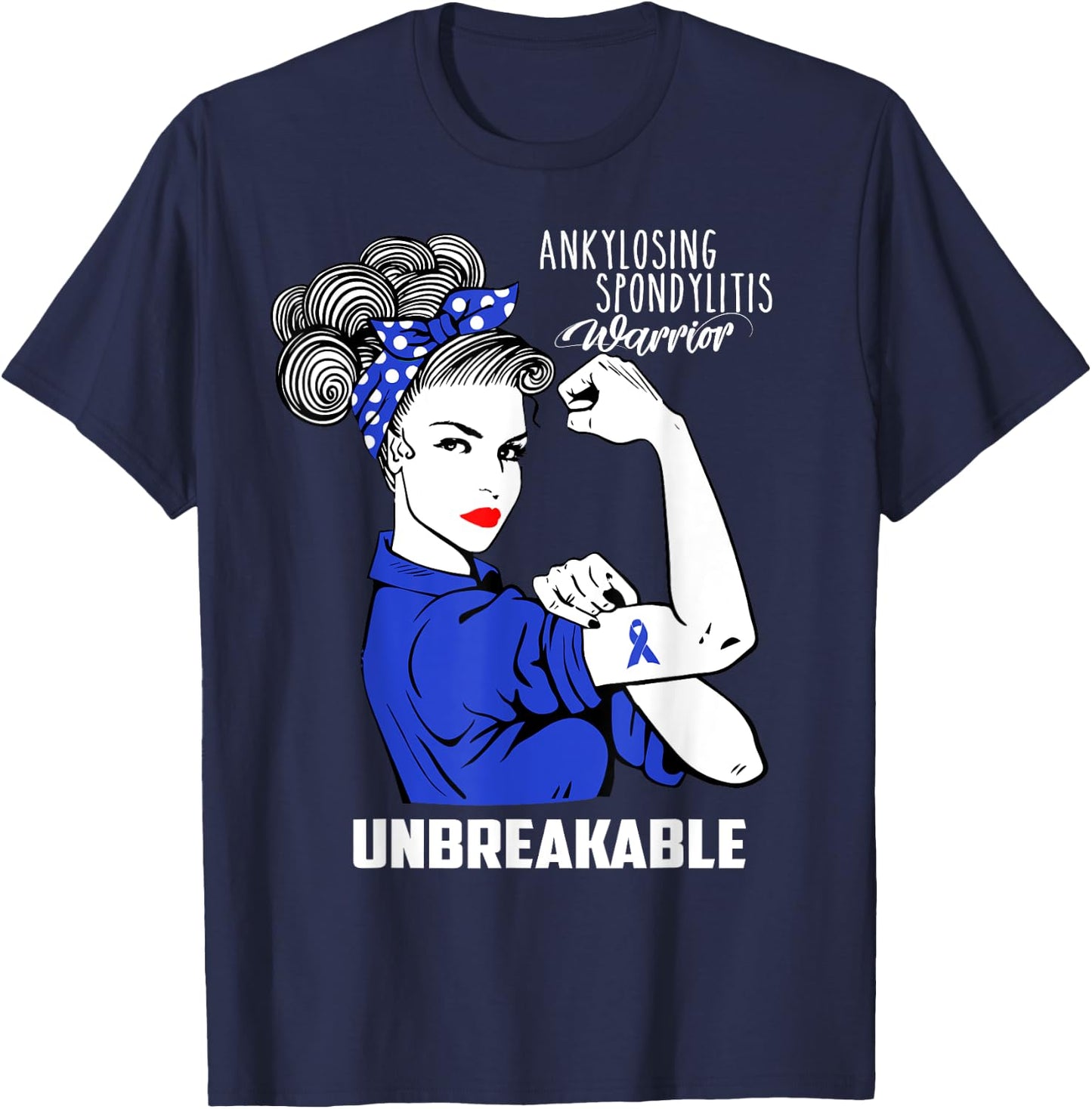 Ankylosing Spondylitis Warrior Unbreakable Shirt Awareness T-Shirt - T-Shirt | Navy