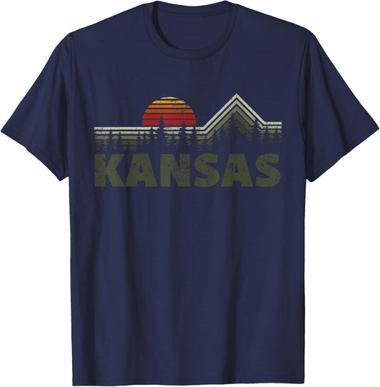 Kansas Retro Nature T-Shirt - T-Shirt | Navy