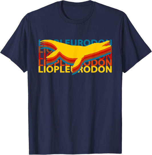 Liopleurodon Dinosaur T Shirt Vintage Repeat T-Shirt - T-Shirt | Navy