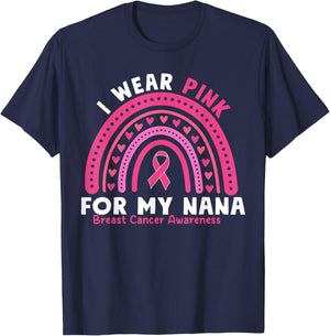 I Wear Pink For My Nana Breast Cancer Awareness Grandma T-Shirt - T-Shirt | Navy