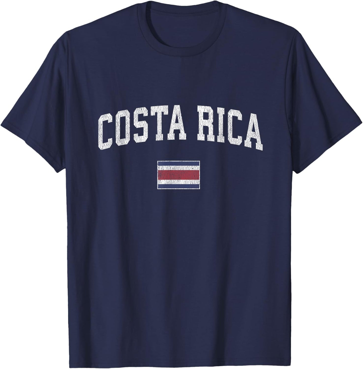 Costa Rica Vintage Sports Design Costa Rica Flag T-Shirt - T-Shirt | Navy