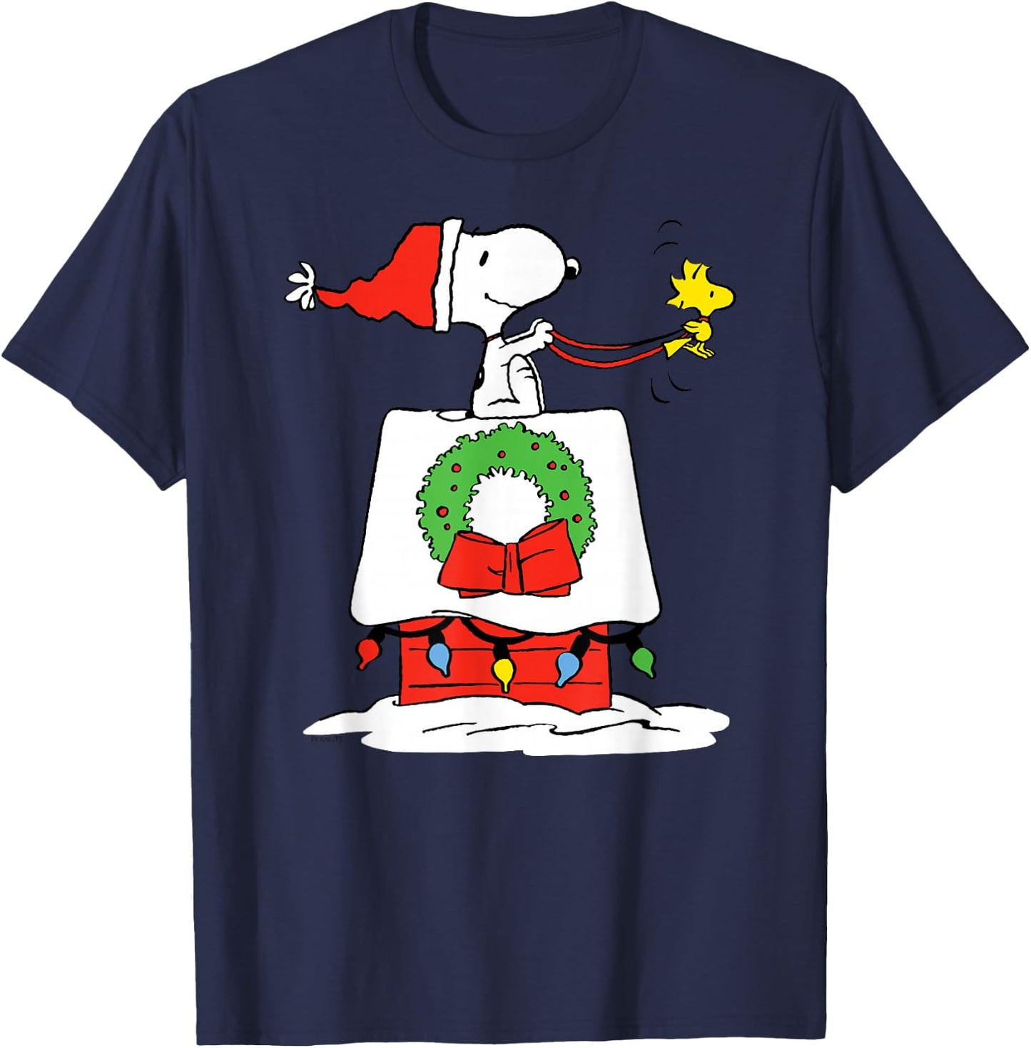 Peanuts Holiday Snoopy's Doghouse Sleigh T-Shirt - T-Shirt | Navy