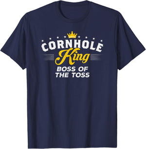Cornhole King BOSS OF THE TOSS Cornhole Gift T-Shirt - T-Shirt | Navy