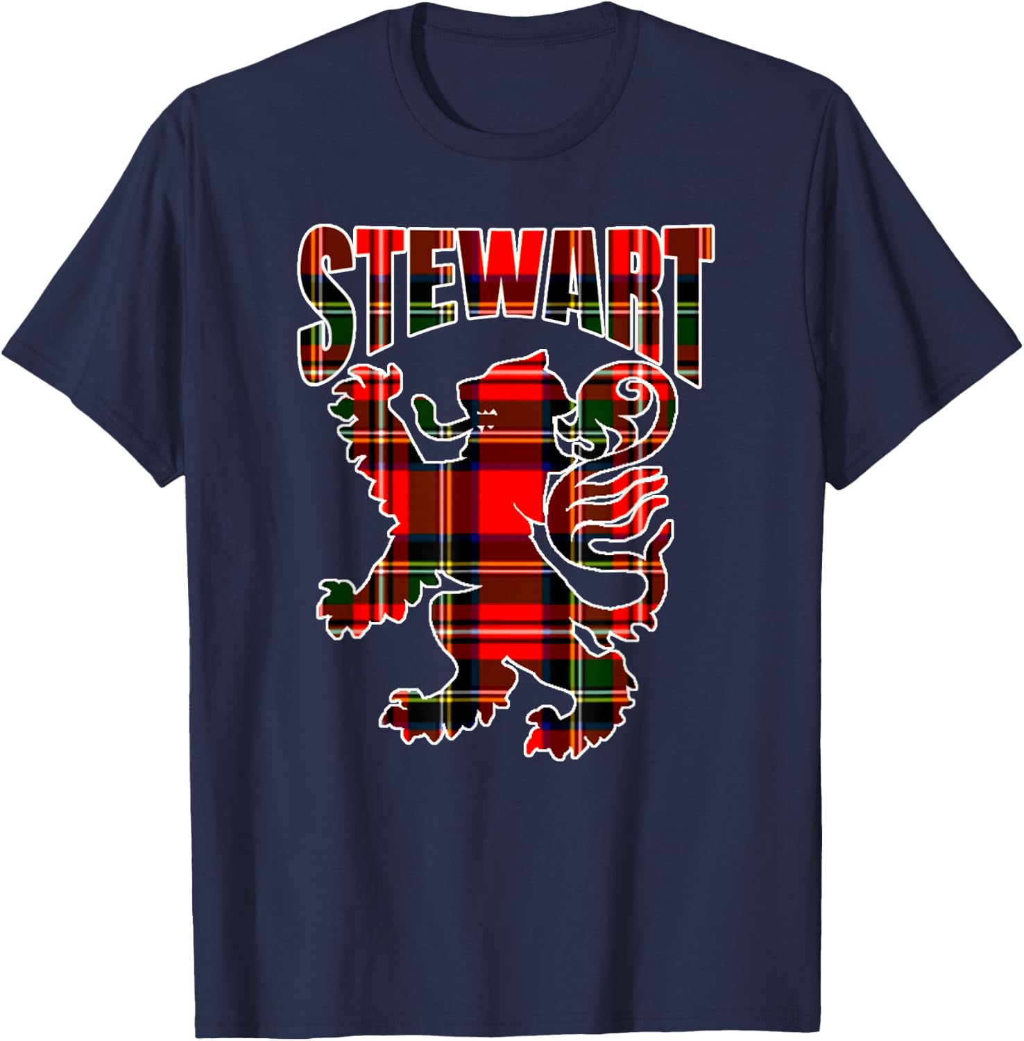 Stewart Clan Kilt Tartan Lion Namesake Scottish T-Shirt - T-Shirt | Navy