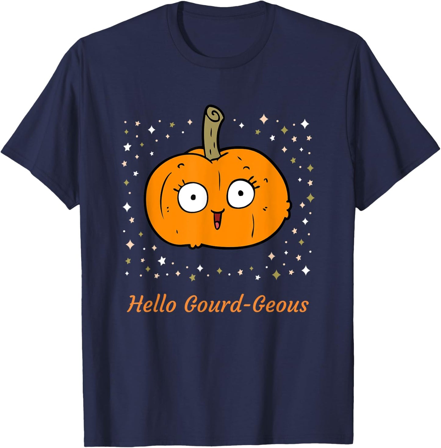 Cute Halloween Pumpkin Hello Gourd-Geous Costume Funny Gift T-Shirt - T-Shirt | Navy