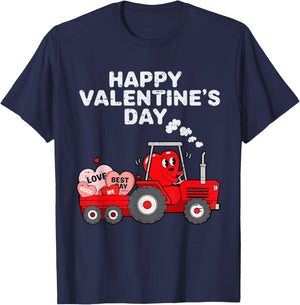 Valentines Day Heart In Tractor Funny Farm Toddler Boys Kids T-Shirt - T-Shirt | Navy