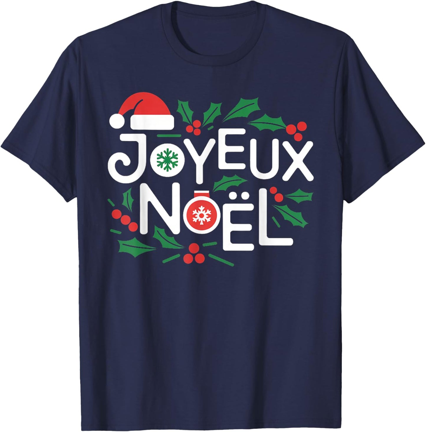 Cute Joyeux Noel Merry Christmas Xmas Holiday French France T-Shirt - T-Shirt | Navy