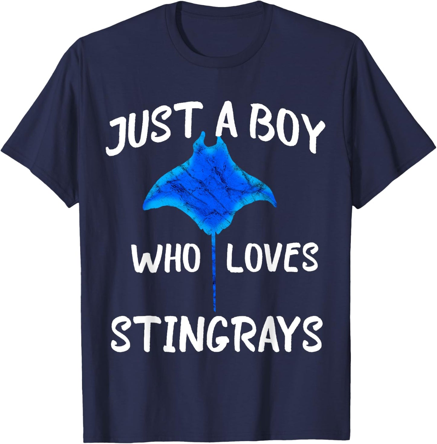 Just A Boy Who Loves Stingrays Manta Ray Water Animal T-Shirt - T-Shirt | Navy