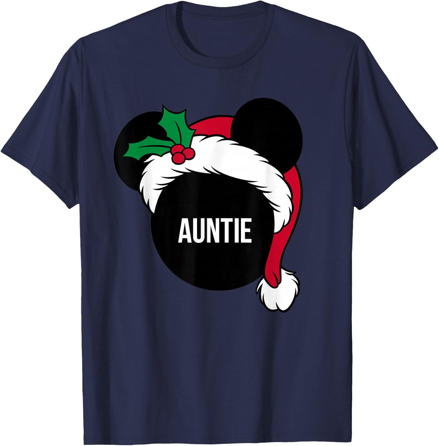 Disney Santa Hat Mickey Christmas Family Matching Auntie T-Shirt - T-Shirt | Navy