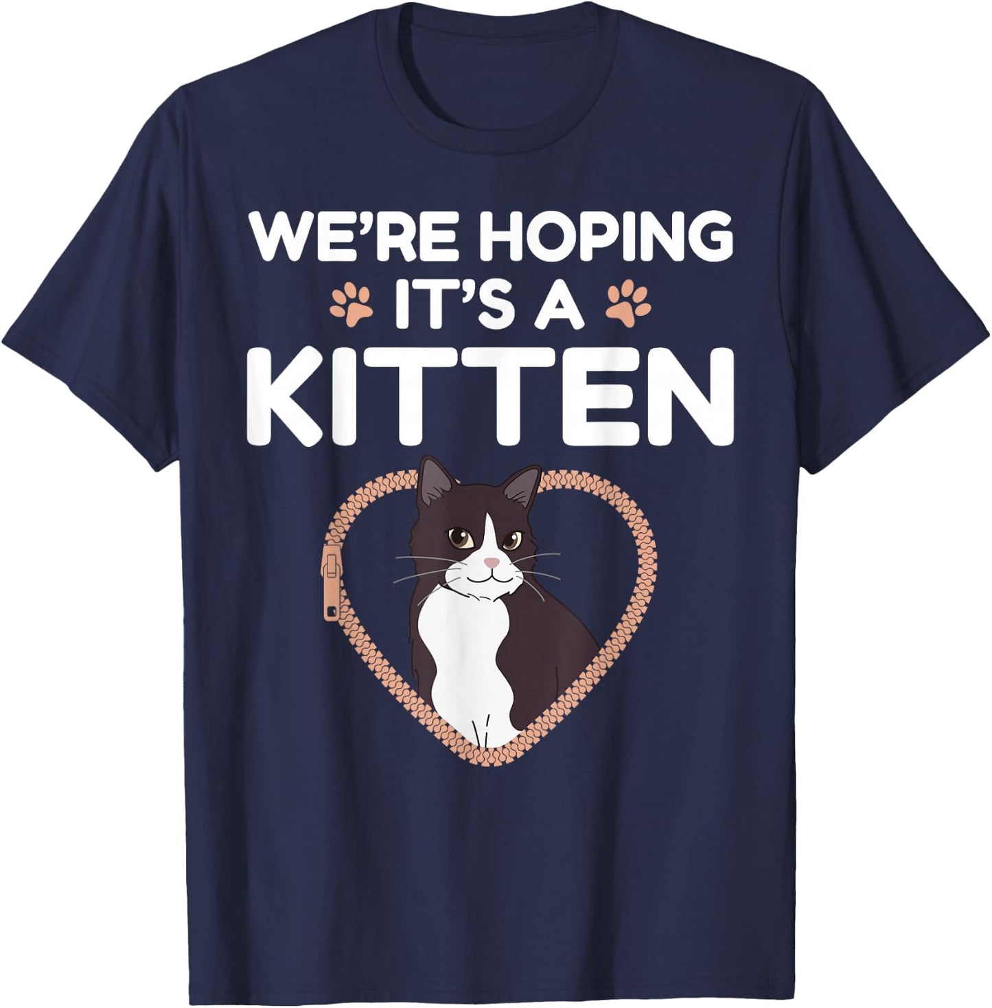 We're Hoping It's A Kitten Cat Pregnancy Announcement T-Shirt - T-Shirt | Navy