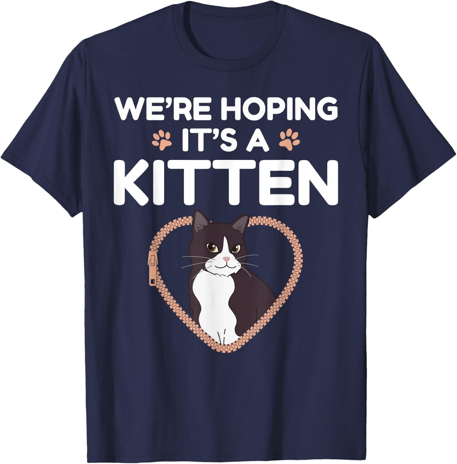 We're Hoping It's A Kitten Cat Pregnancy Announcement T-Shirt - T-Shirt | Navy