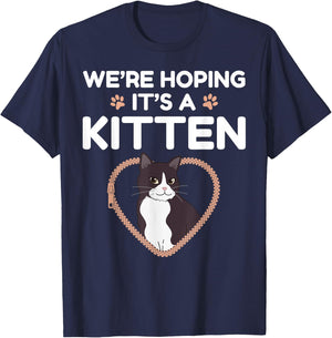We're Hoping It's A Kitten Cat Pregnancy Announcement T-Shirt - T-Shirt | Navy