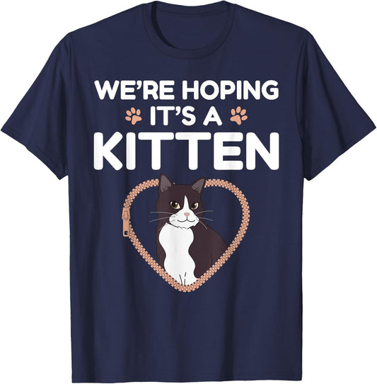 We're Hoping It's A Kitten Cat Pregnancy Announcement T-Shirt - T-Shirt | Navy