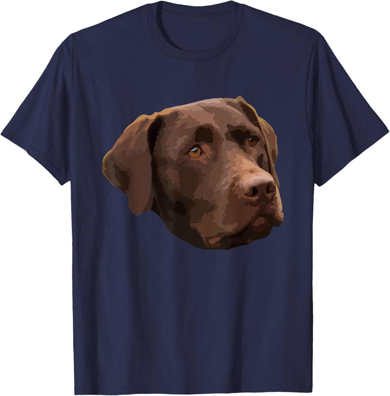 Funny Chocolate Lab | Labrador Retriever Dog Head Women Girls Kids T-Shirt - T-Shirt | Navy