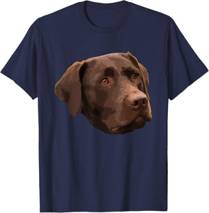 Funny Chocolate Lab | Labrador Retriever Dog Head Women Girls Kids T-Shirt - T-Shirt | Navy