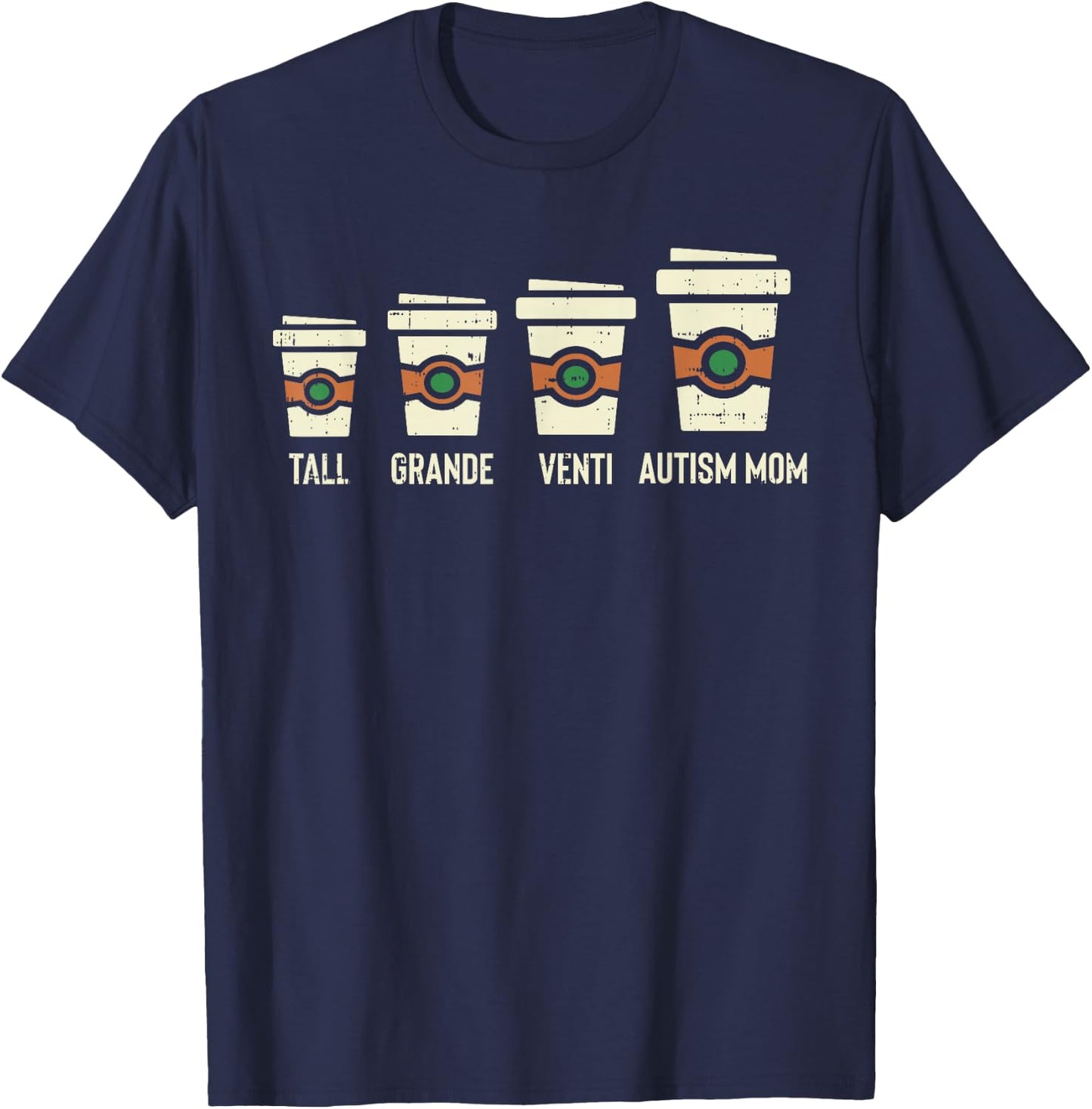 Funny Autism Mom Coffee Awareness Mothers Day T-Shirt - T-Shirt | Navy