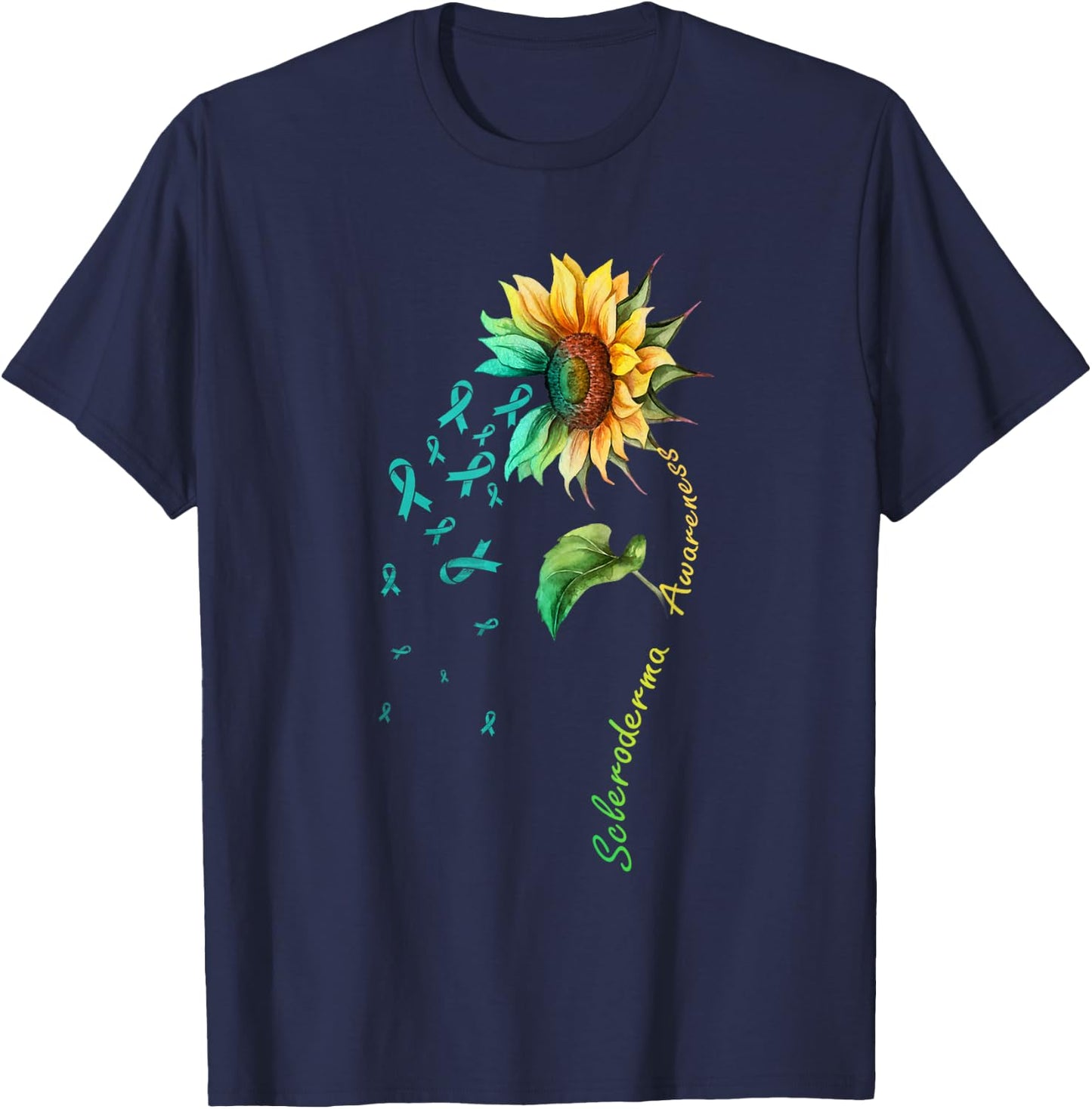 Scleroderma Awareness Sunflower Shirt T-Shirt - T-Shirt | Navy