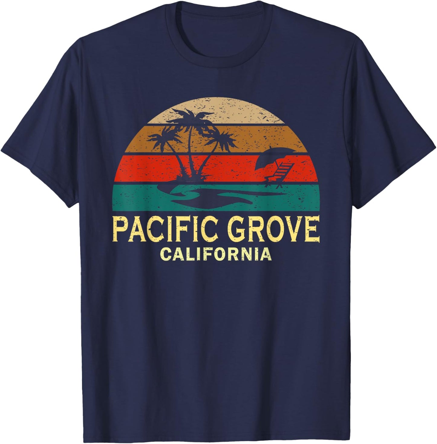 Vintage Retro Sunset Pacific Grove California CA T-Shirt - T-Shirt | Navy