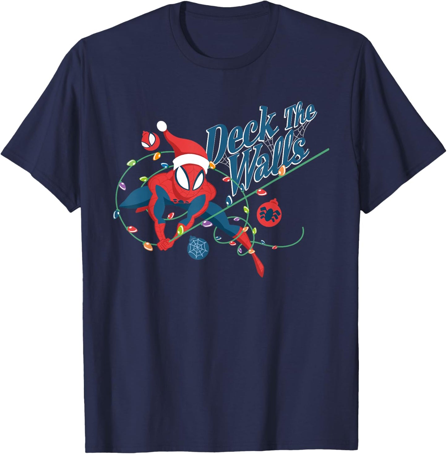 Marvel Spider-Man Deck The Walls Holiday T-Shirt - T-Shirt | Navy