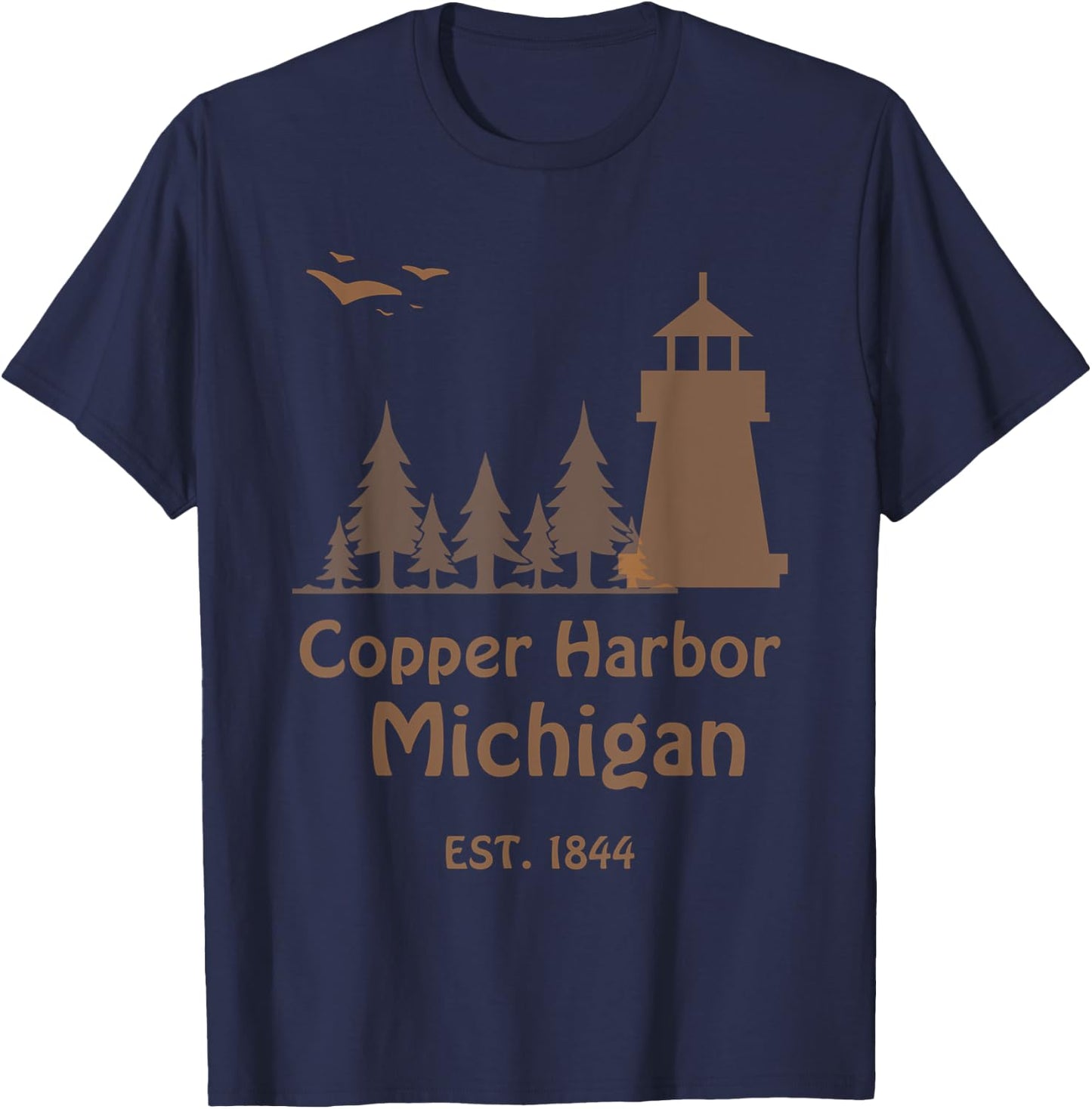 Summer in Copper Harbor Michigan Travel Apparel Men Women T-Shirt - T-Shirt | Navy