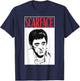 Scarface Black And White Portrait Red Text Graphic T-Shirt - T-Shirt | Navy